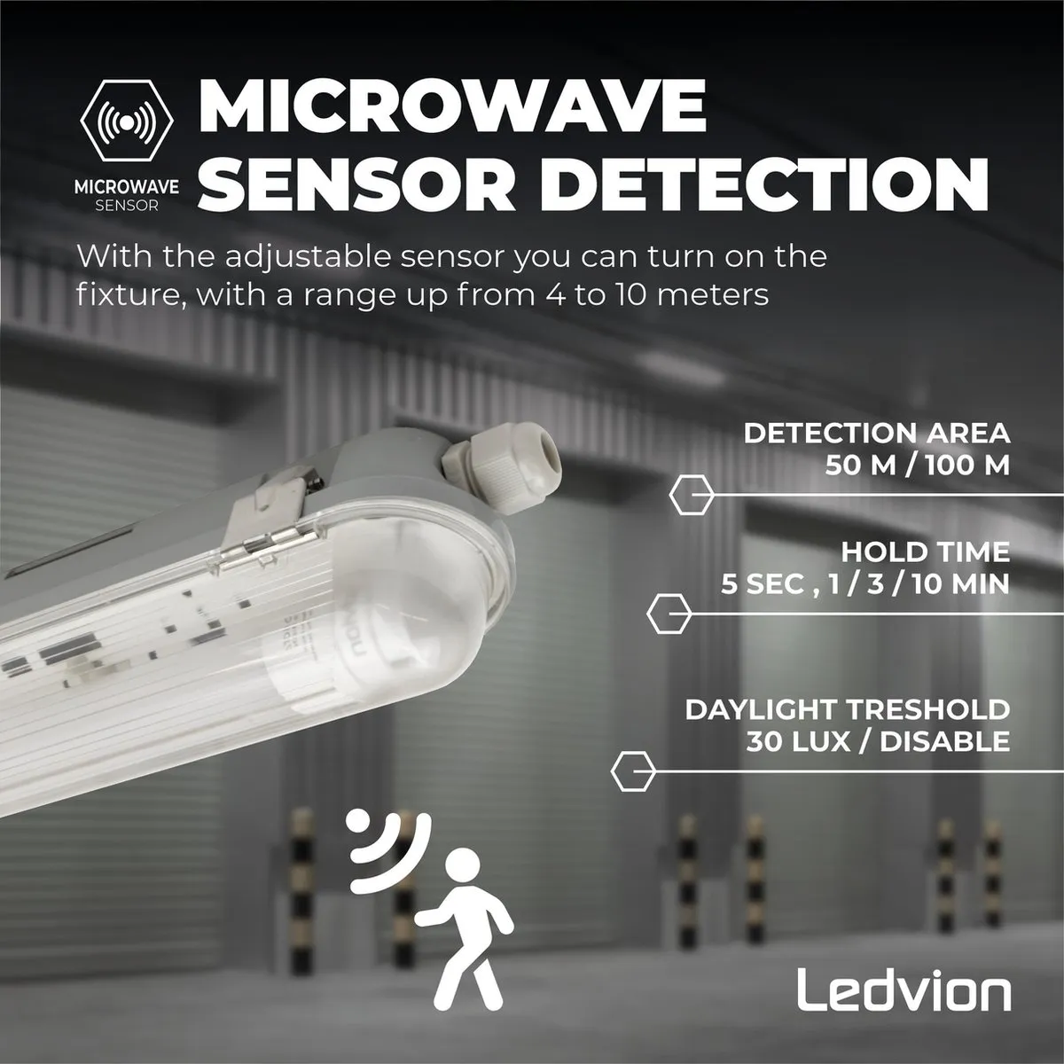 Ledvion LED TL Armatuur 150cm 28W 6500K - Grijs - IP65