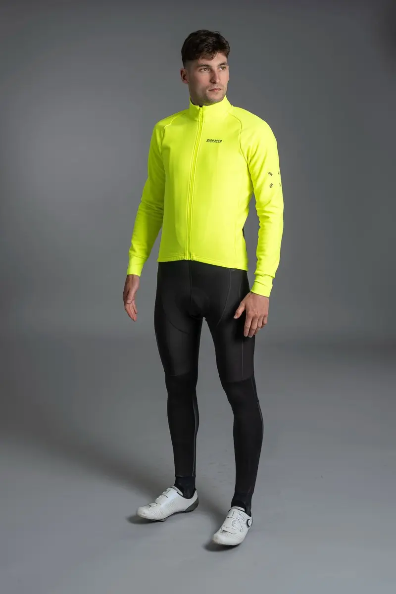 Bioracer Tempest Protect Pixel Wielerjas - Winddicht & Thermisch - Fluogeel - Maat XXXL
