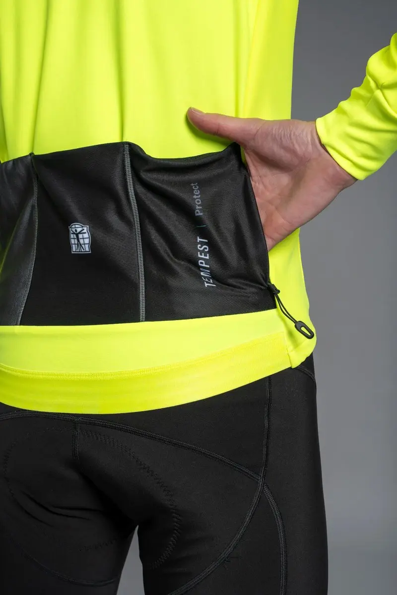 Bioracer Tempest Protect Pixel Wielerjas - Winddicht & Thermisch - Fluogeel - Maat XXXL