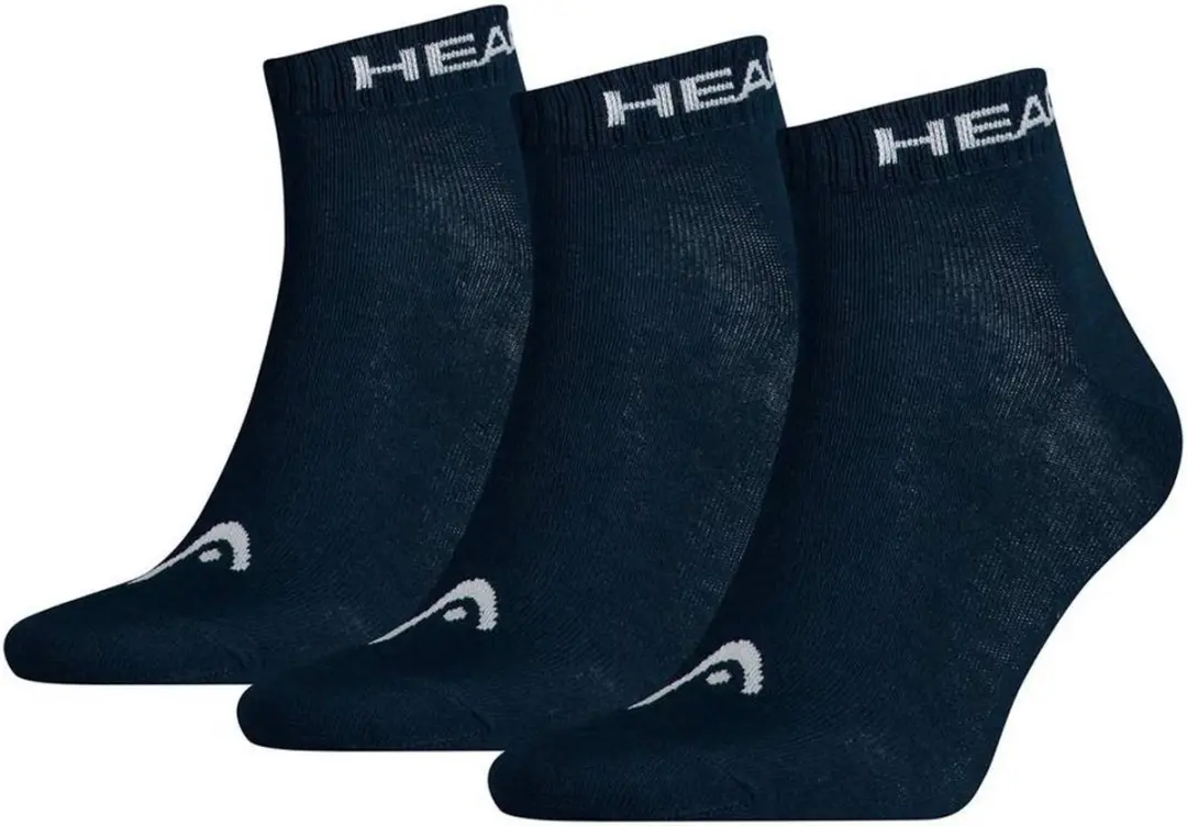 HEAD unisex 3P quartersokken collar logo blauw