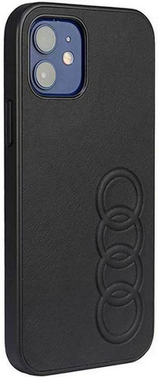 Audi Synthetic Leather Back Case - Geschikt voor Apple iPhone 12/12 Pro (6.1") - Zwart
