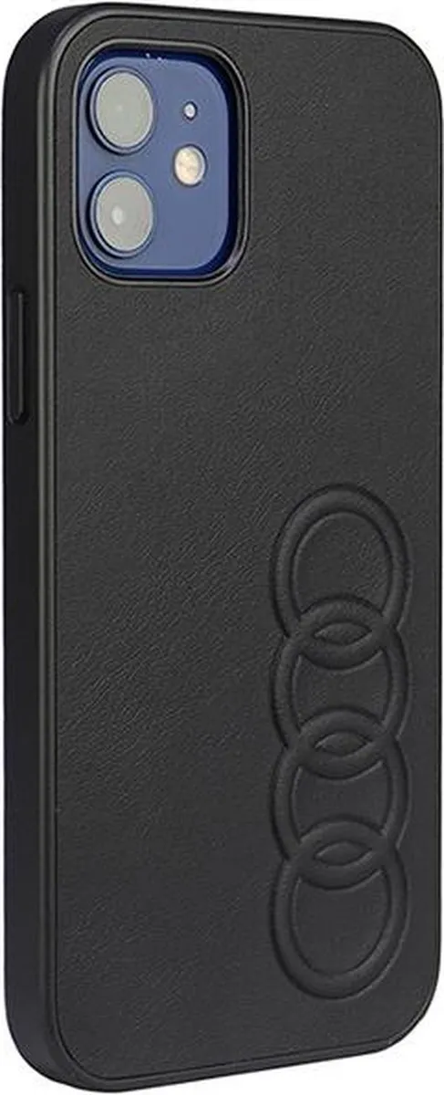 Audi Synthetic Leather Back Case - Geschikt voor Apple iPhone 12/12 Pro (6.1") - Zwart