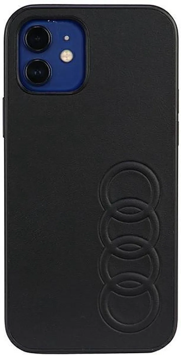 Audi Synthetic Leather Back Case - Geschikt voor Apple iPhone 12/12 Pro (6.1") - Zwart