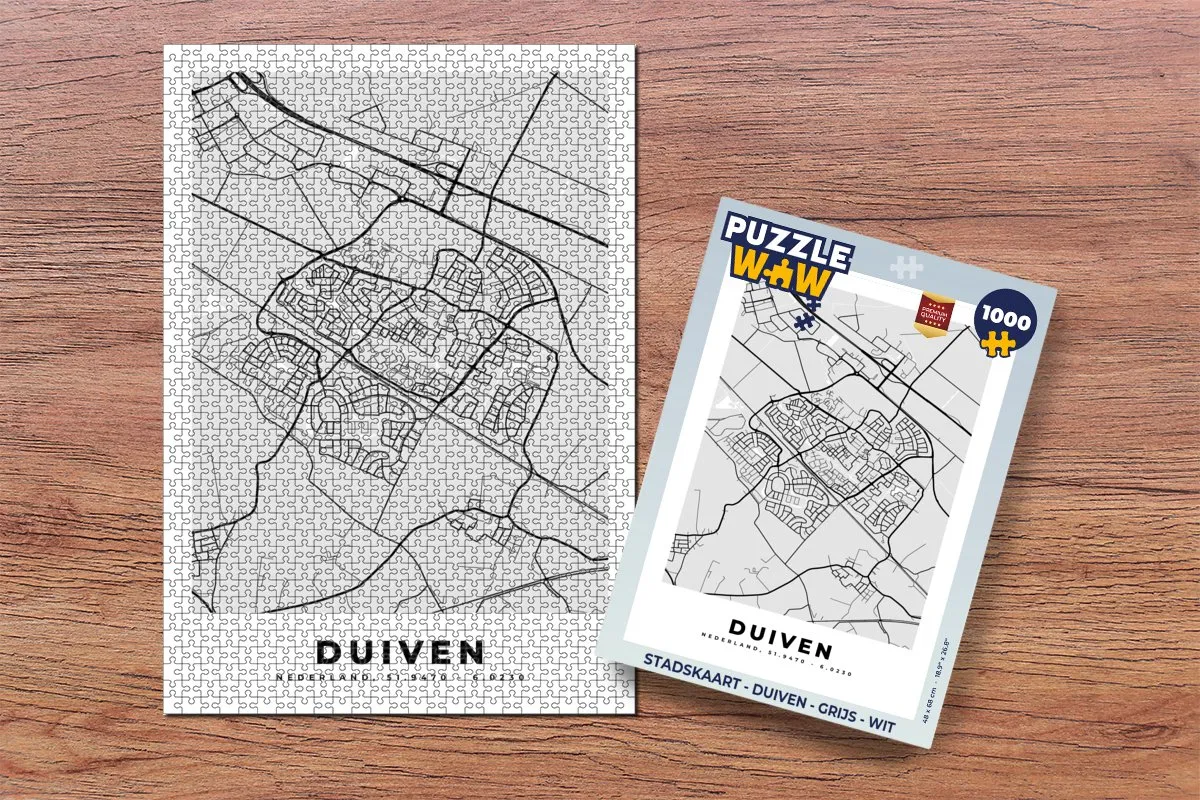 PuzzleWow Stadskaart Duiven Legpuzzel 1000 Stuks - Multicolor