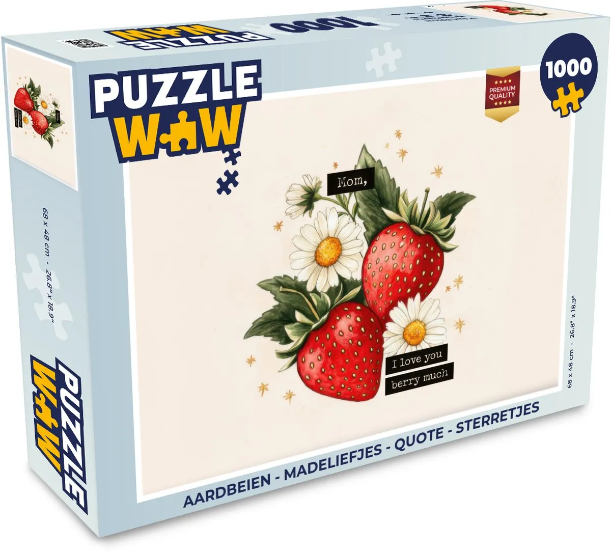 PuzzleWow Legpuzzel 1000 Stuks - Aardbeien/Madeliefjes