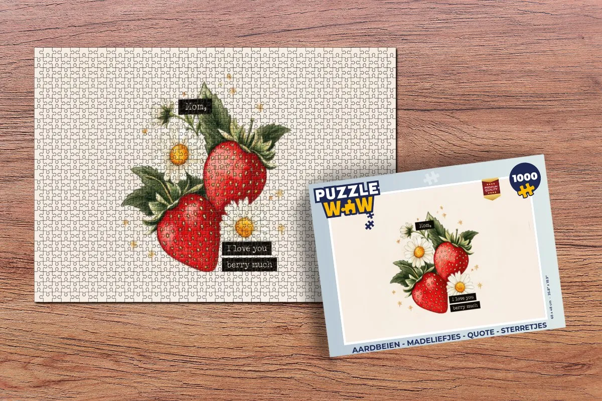 PuzzleWow Legpuzzel 1000 Stuks - Aardbeien/Madeliefjes