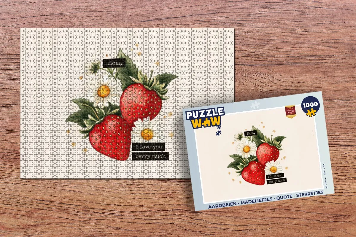 PuzzleWow Legpuzzel 1000 Stuks - Aardbeien/Madeliefjes