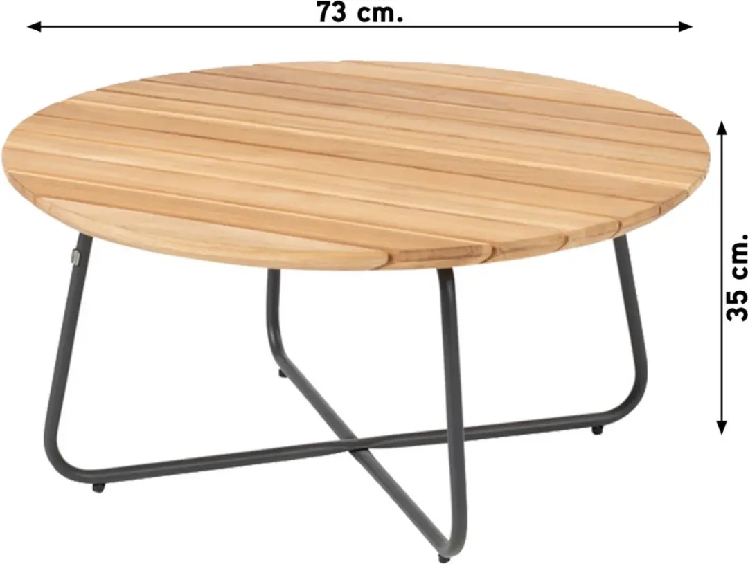 4 Seasons Verdi Ronde Salontafel Teak 73cm - Antraciet - afbeelding 3 van 3