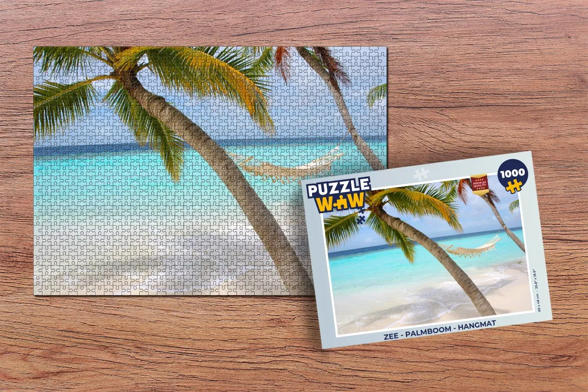 PuzzleWow Zee Palmboom Hangmat Legpuzzel 1000 Stuks - Multicolor