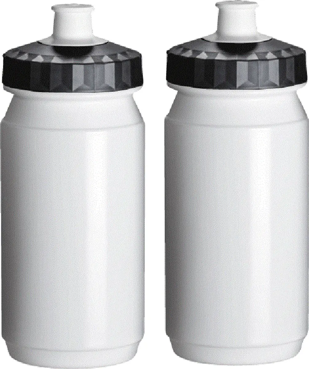 Waterfles Kind 2x 550 ml Wit Zwart Drinkbus Fiets Bidon