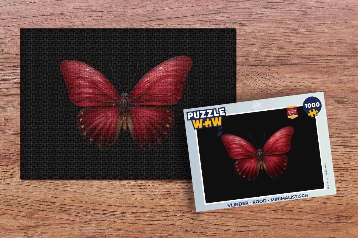 PuzzleWow Vlinder Legpuzzel 1000 Stuks - Rood