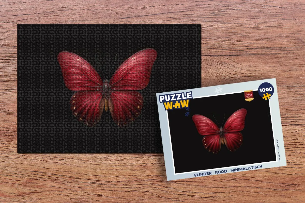 PuzzleWow Vlinder Legpuzzel 1000 Stuks - Rood