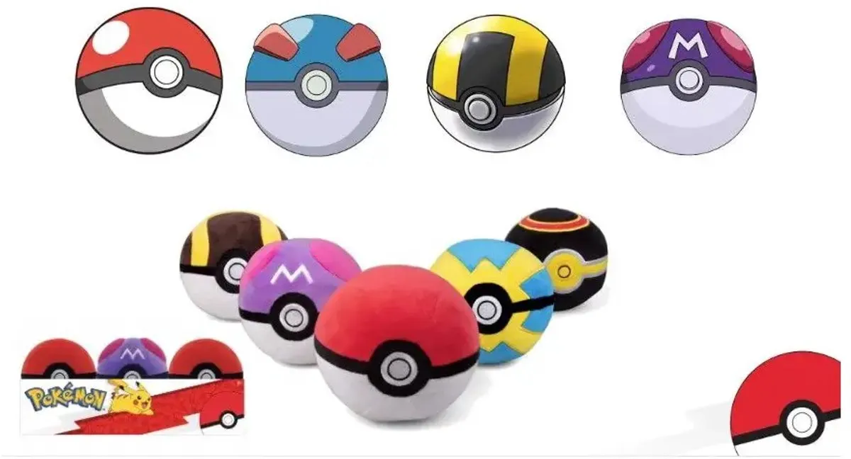 Pokémon Pokeball Pluche Knuffelbal - Multicolor