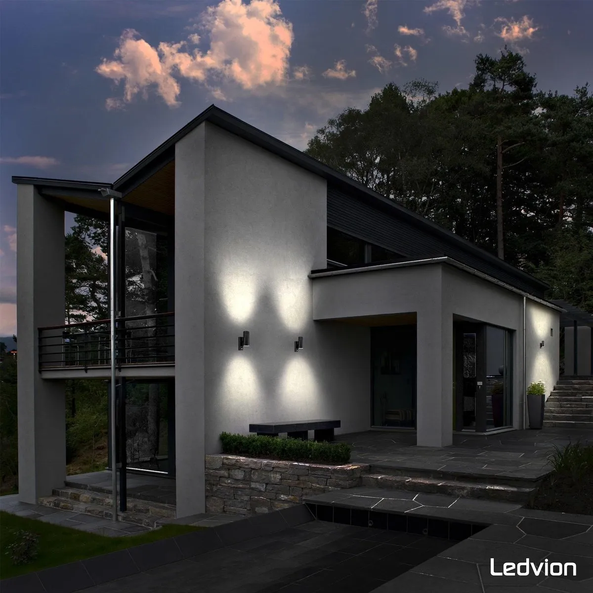 LEDVION Wandlamp GU10 IP54 Zwart - afbeelding 6 van 6