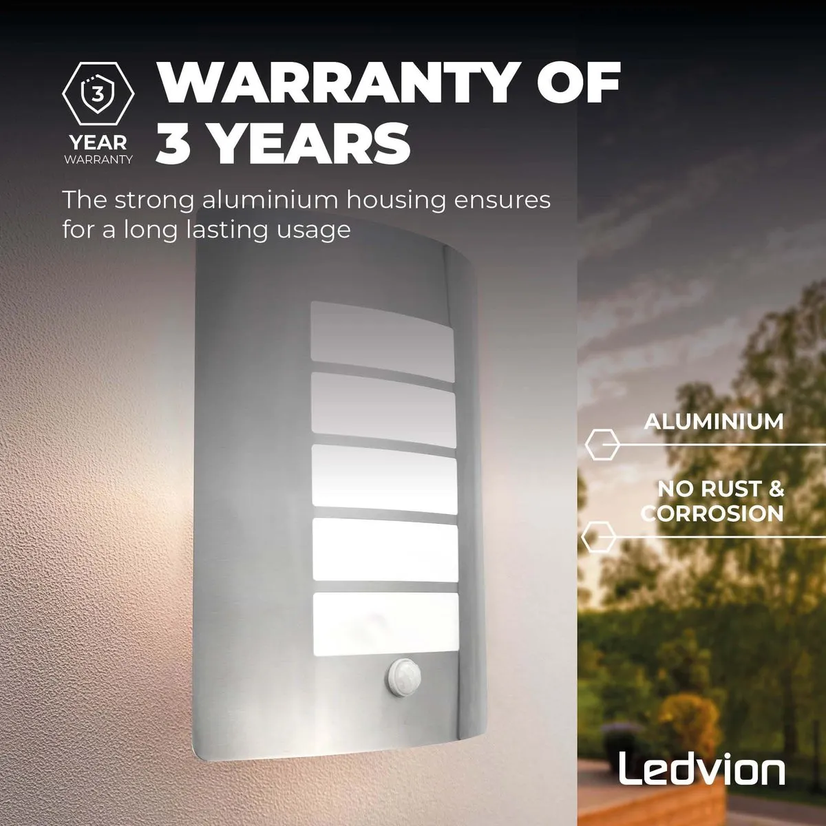 Ledvion LED Wandlamp met Sensor E27 40W - IP44 - Grijs - afbeelding 6 van 6