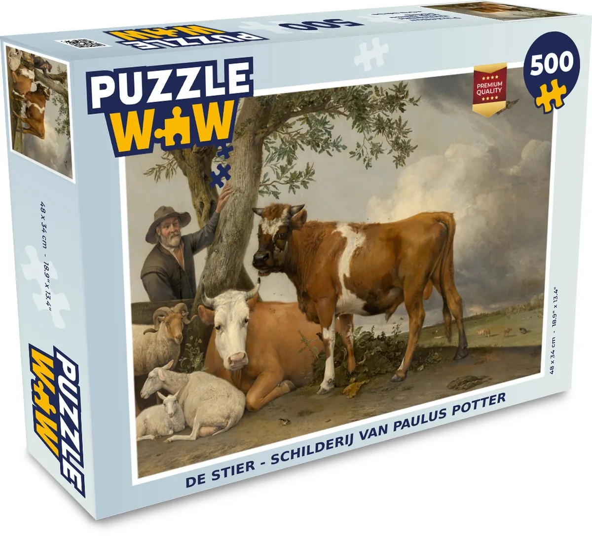 PuzzleWow De Stier Legpuzzel 500 Stuks - Paulus Potter - Multicolor