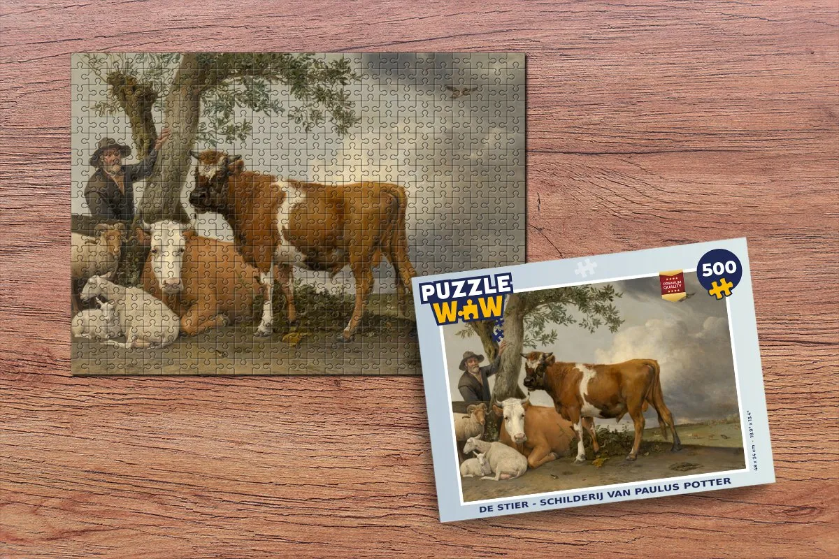 PuzzleWow De Stier Legpuzzel 500 Stuks - Paulus Potter - Multicolor