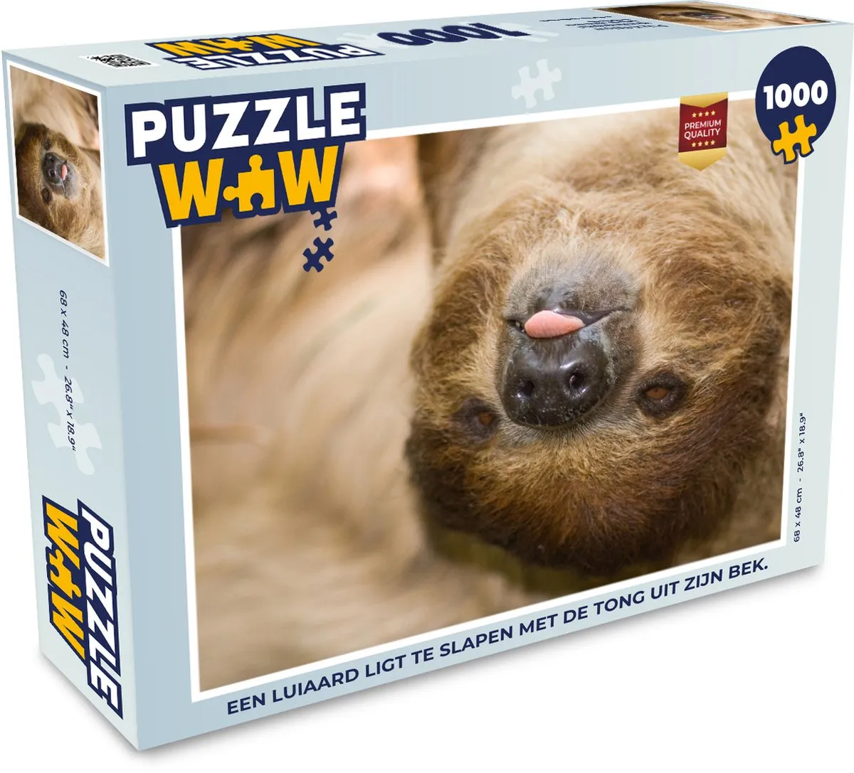 PuzzleWow Legpuzzel Luiaard 1000 Stuks - Multicolor