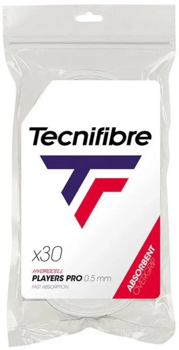 Tecnifibre Players Pro Overgrips 30 Stuks - Wit - 0.5mm
