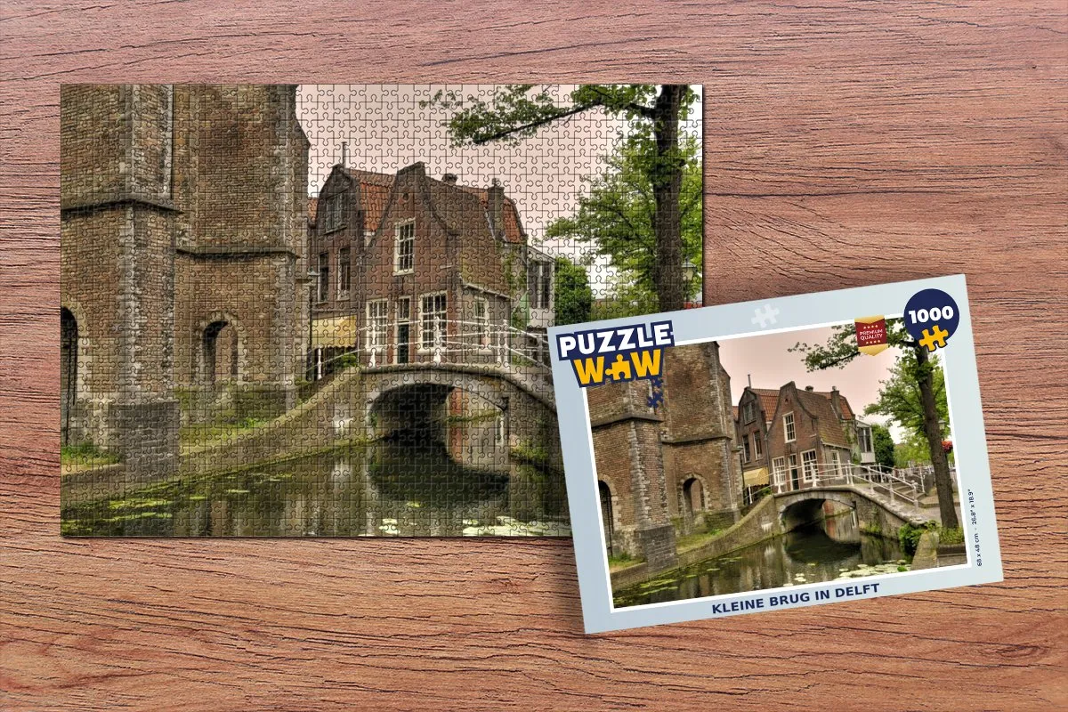PuzzleWow Brug Water Delft Legpuzzel 1000 Stuks - Multicolor