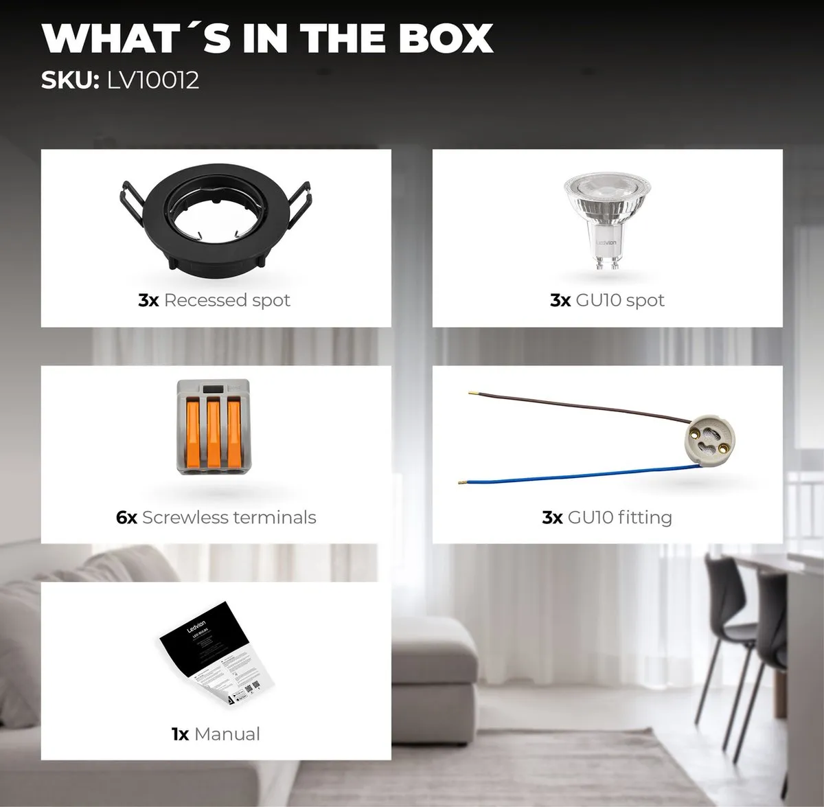 Ledvion 3X SMART LED Inbouwspot Amsterdam - 3 Stuks - Zwart