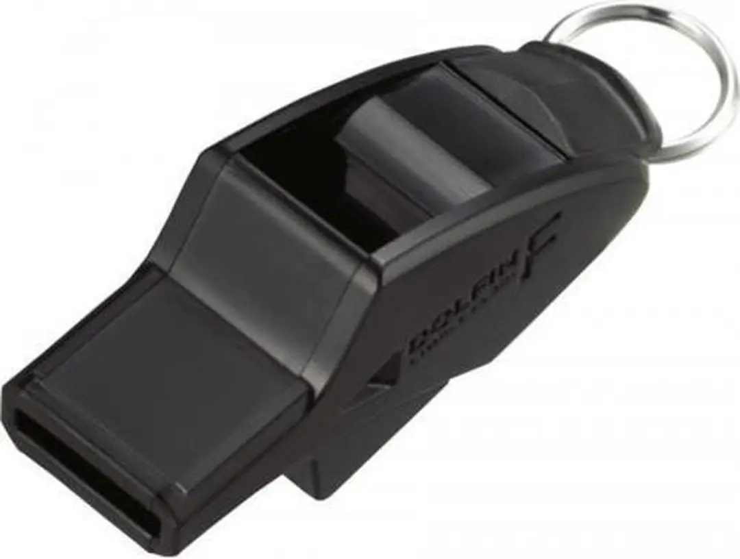 Molten Scheidsrechtersfluit Dolfin met handflipgrip 6 cm Zwart