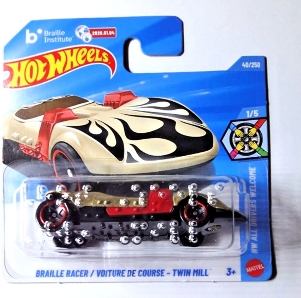 Hot Wheels Twin Mill 40 Braille Racer Gold/Red