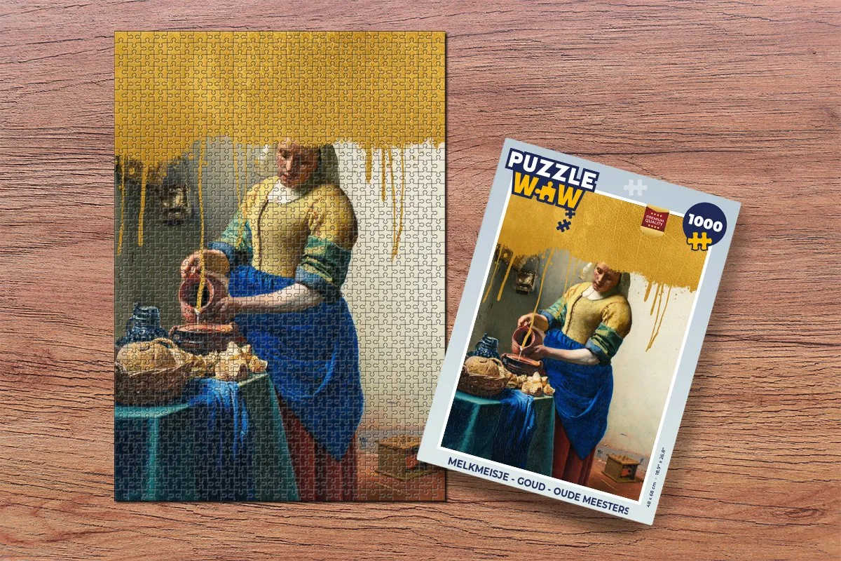 PuzzleWow Melkmeisje Legpuzzel 1000 Stuks - Goud