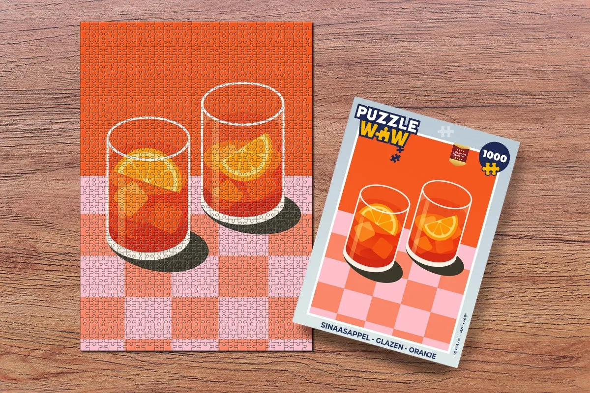 PuzzleWow Legpuzzel 1000 Stuks - Sinaasappel Glazen