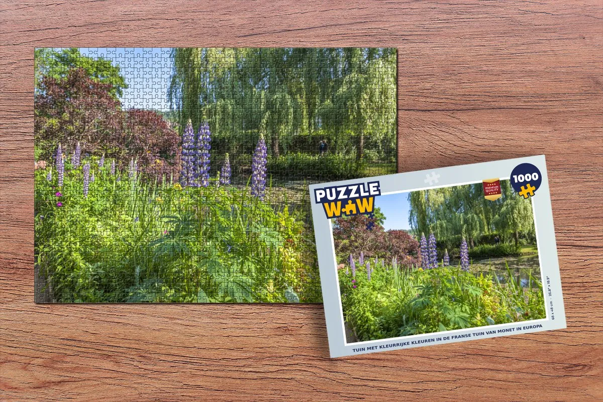 PuzzleWow Monet Franse Tuin Legpuzzel 1000 Stuks - Multicolor