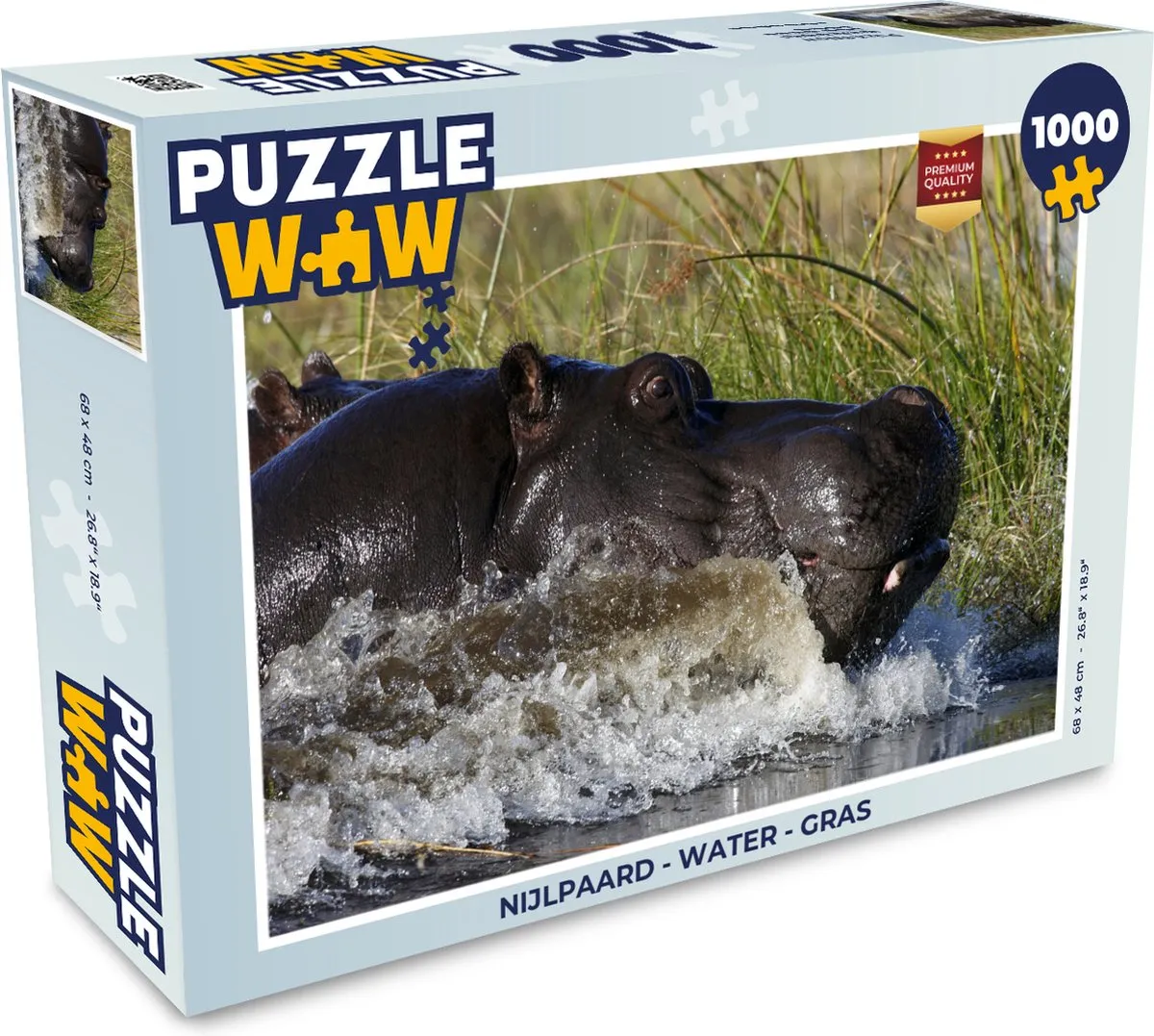 PuzzleWow Nijlpaard Legpuzzel 1000 Stuks - Multicolor