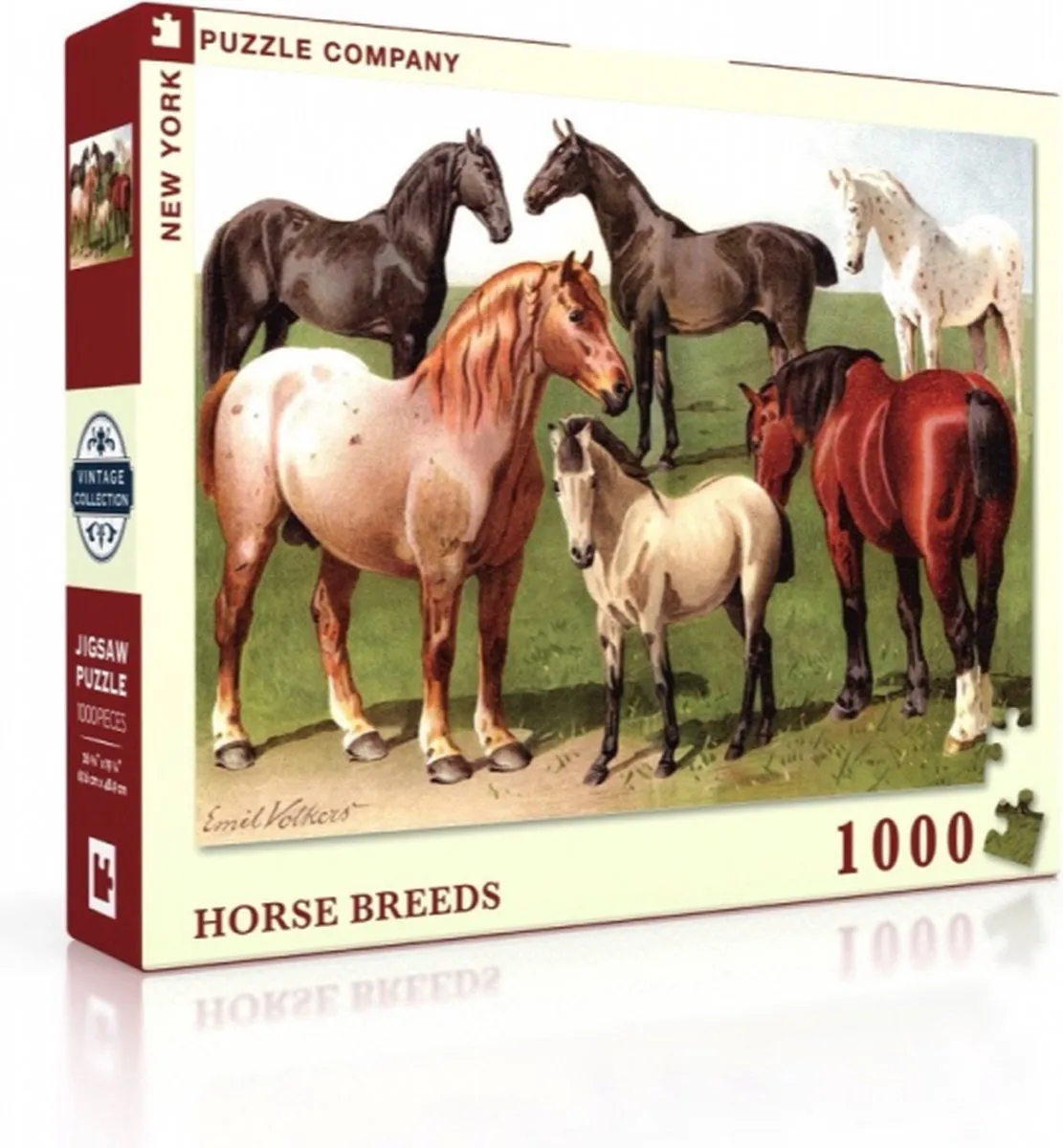 The New York Puzzle Company Vintage Images Horse Breeds 1000 Stuks - NPZPD1879