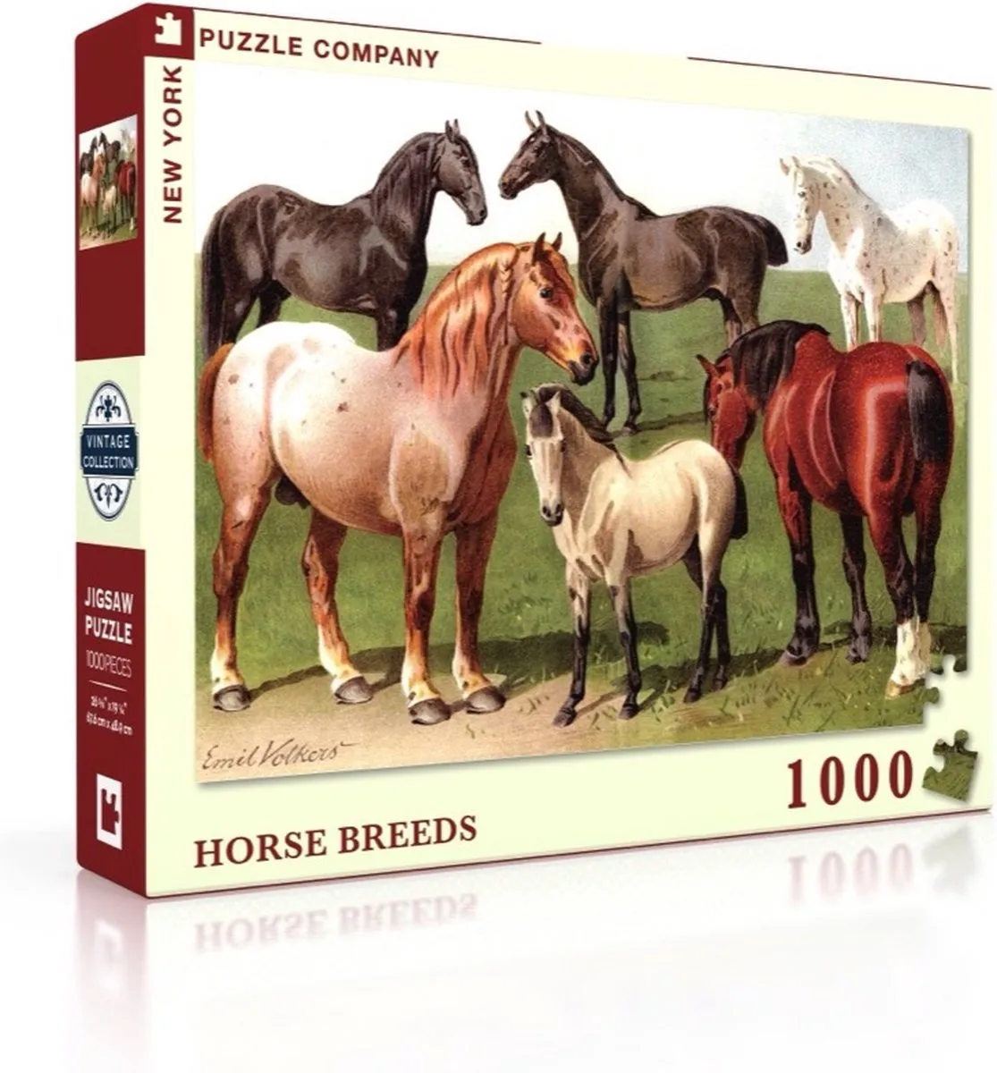 The New York Puzzle Company Vintage Images Horse Breeds 1000 Stuks