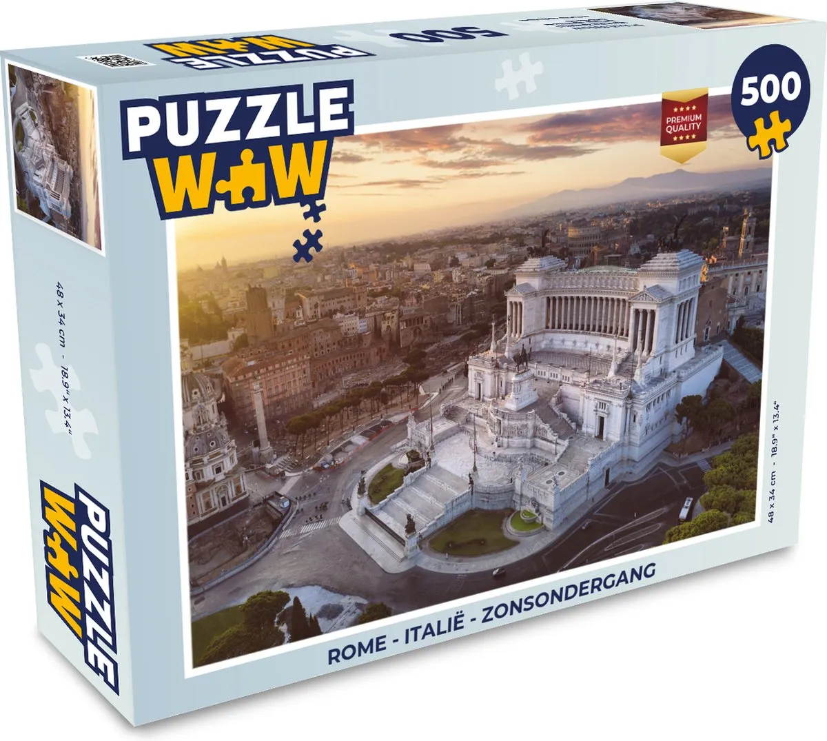 PuzzleWow Rome - Italië Legpuzzel 500 Stuks - Multicolor