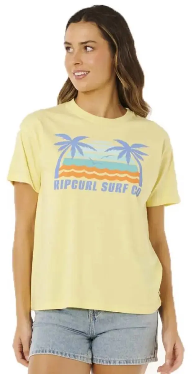 Rip Curl Malibu Relaxed T-shirt Met Korte Mouwen Geel M Vrouw