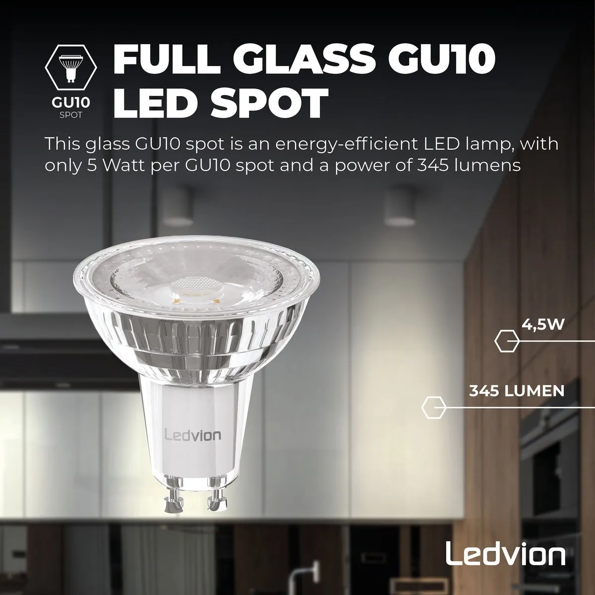 LEDVION GU10 LED Spot 3W 2700K - 10 Stuks