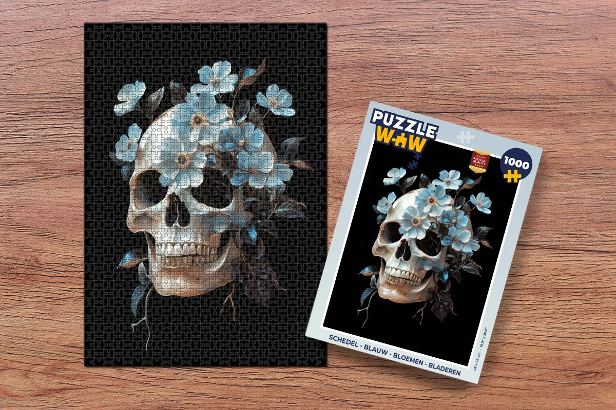 PuzzleWow Schedel Bloemen Legpuzzel 1000 Stuks