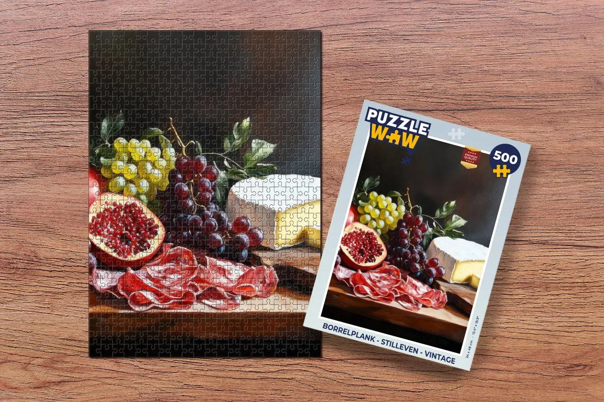 PuzzleWow Borrelplank Stilleven Legpuzzel 500 Stuks - Fruitplank