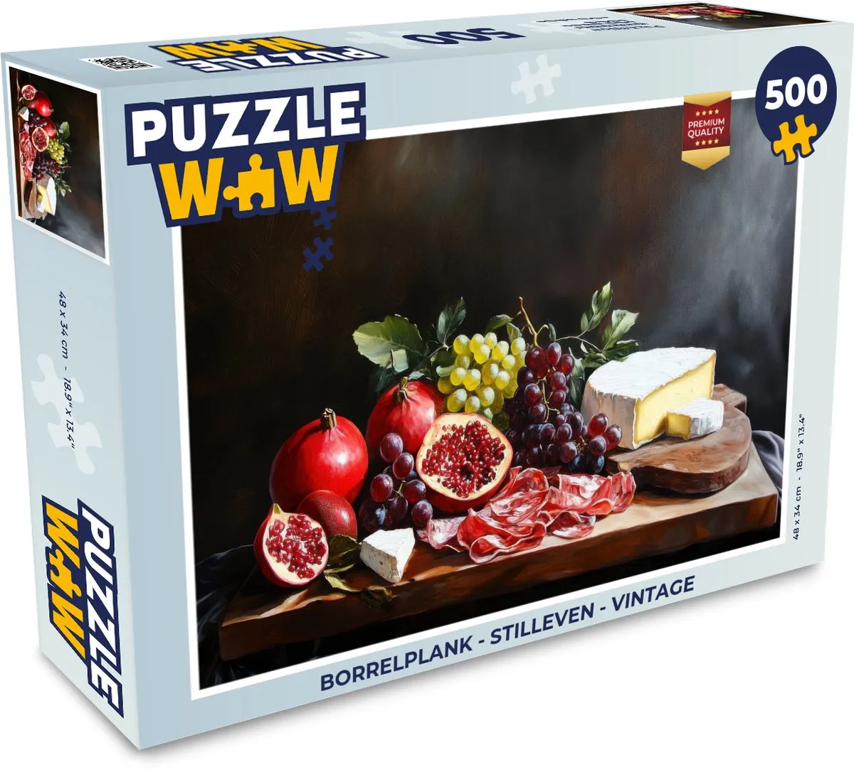 PuzzleWow Borrelplank Stilleven Legpuzzel 500 Stuks - Fruitplank