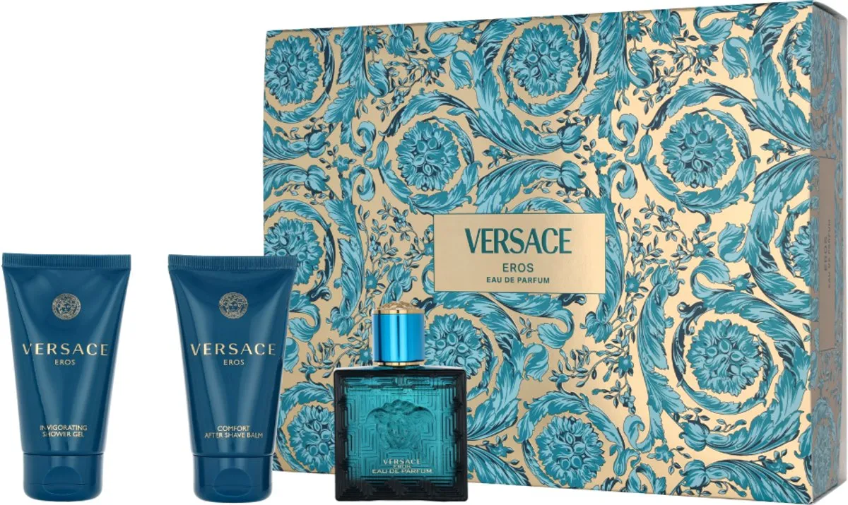 Versace Eros Pour Homme Geschenkset - Eau de Parfum 50ml + Aftershave Balm 50ml + Douchegel 50ml