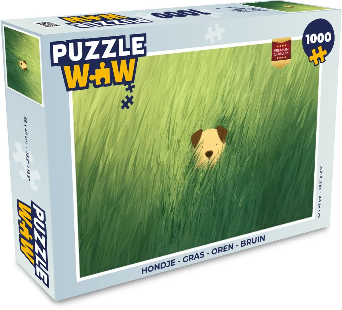 PuzzleWow Legpuzzel Hondje - Gras 1000 Stuks