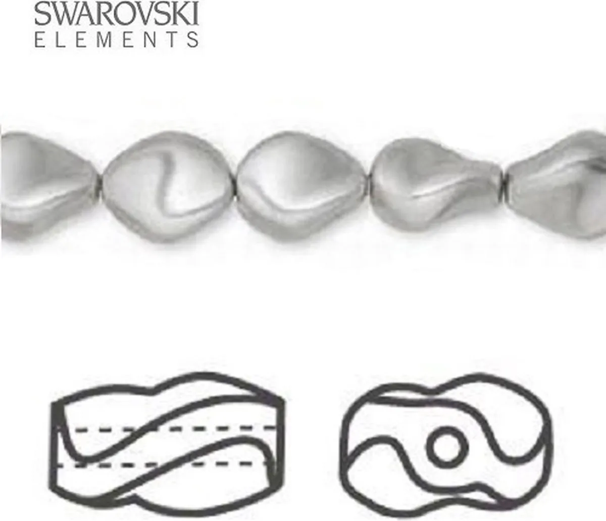 Swarovski Elements Curve Parels 9x8mm Light Grey
