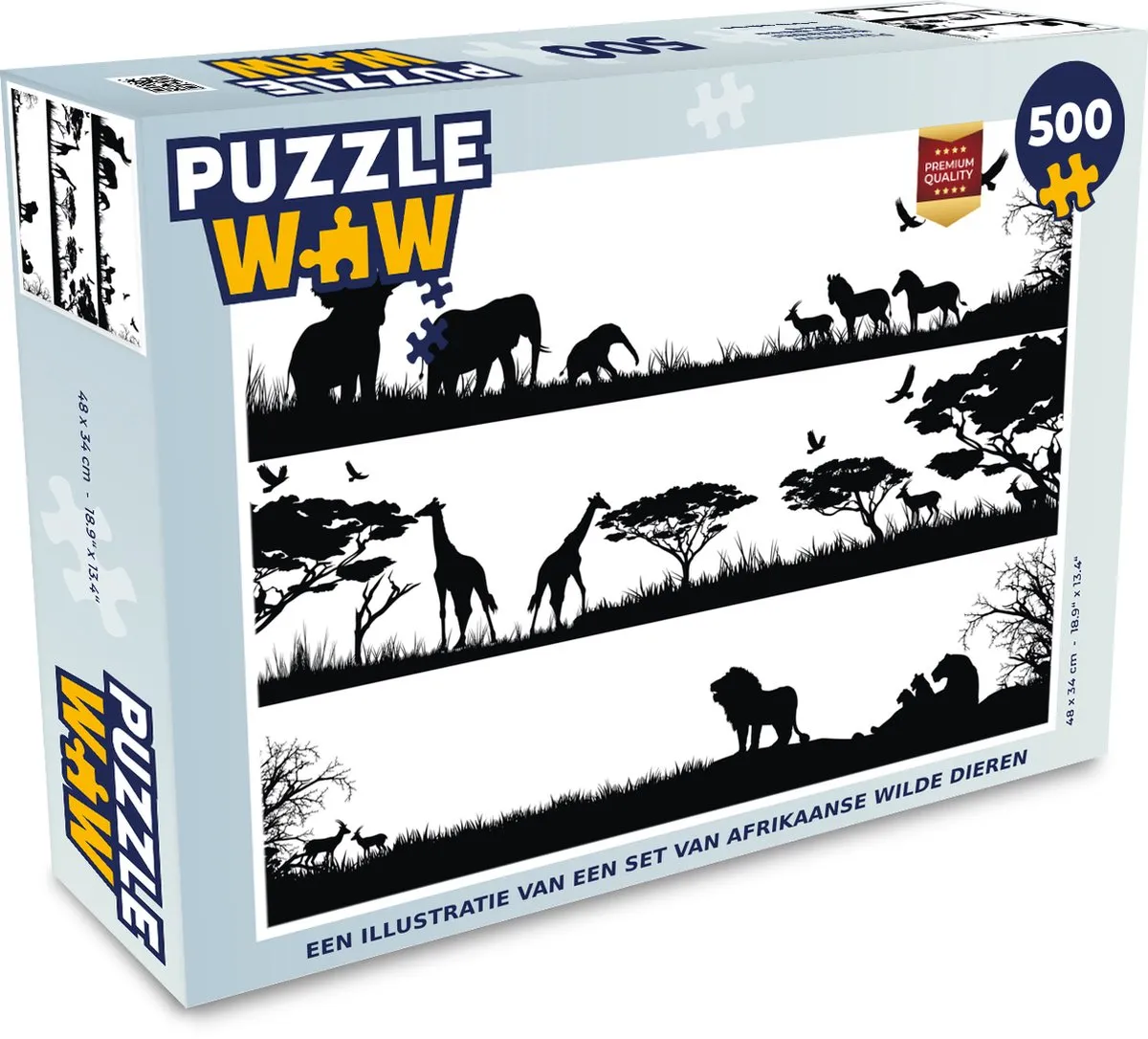 PuzzleWow Legpuzzel Afrikaanse Dieren 500 Stuks - Multicolor