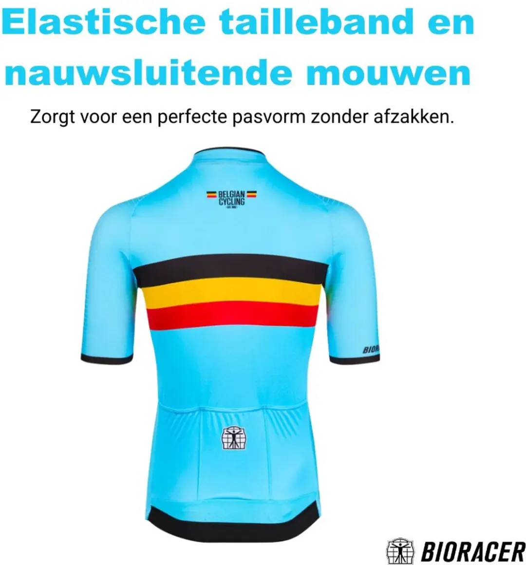 Bioracer Team Belgie 2023 Icon Fietsshirt - L - Blauw