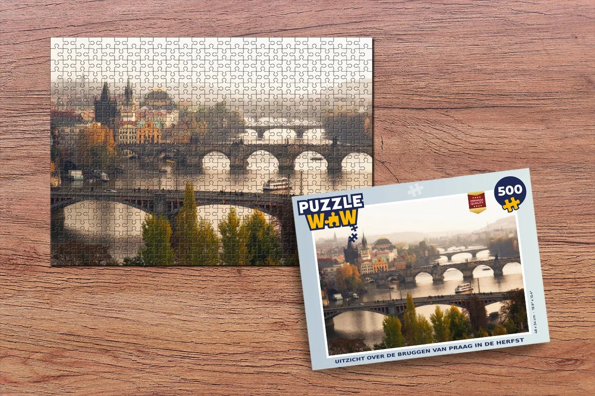 PuzzleWow Bruggen Herfst Praag Legpuzzel 500 Stuks - Multicolor