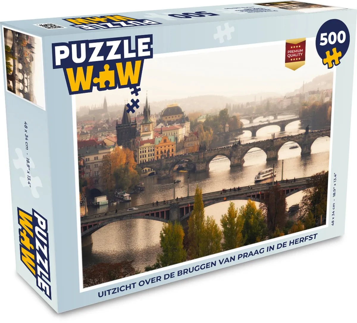 PuzzleWow Bruggen Herfst Praag Legpuzzel 500 Stuks - Multicolor