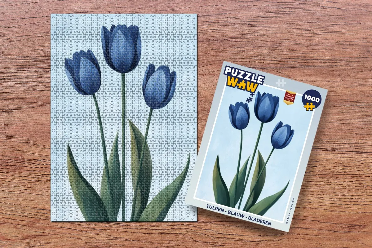 PuzzleWow Legpuzzel Tulpen Blauw 1000 Stuks