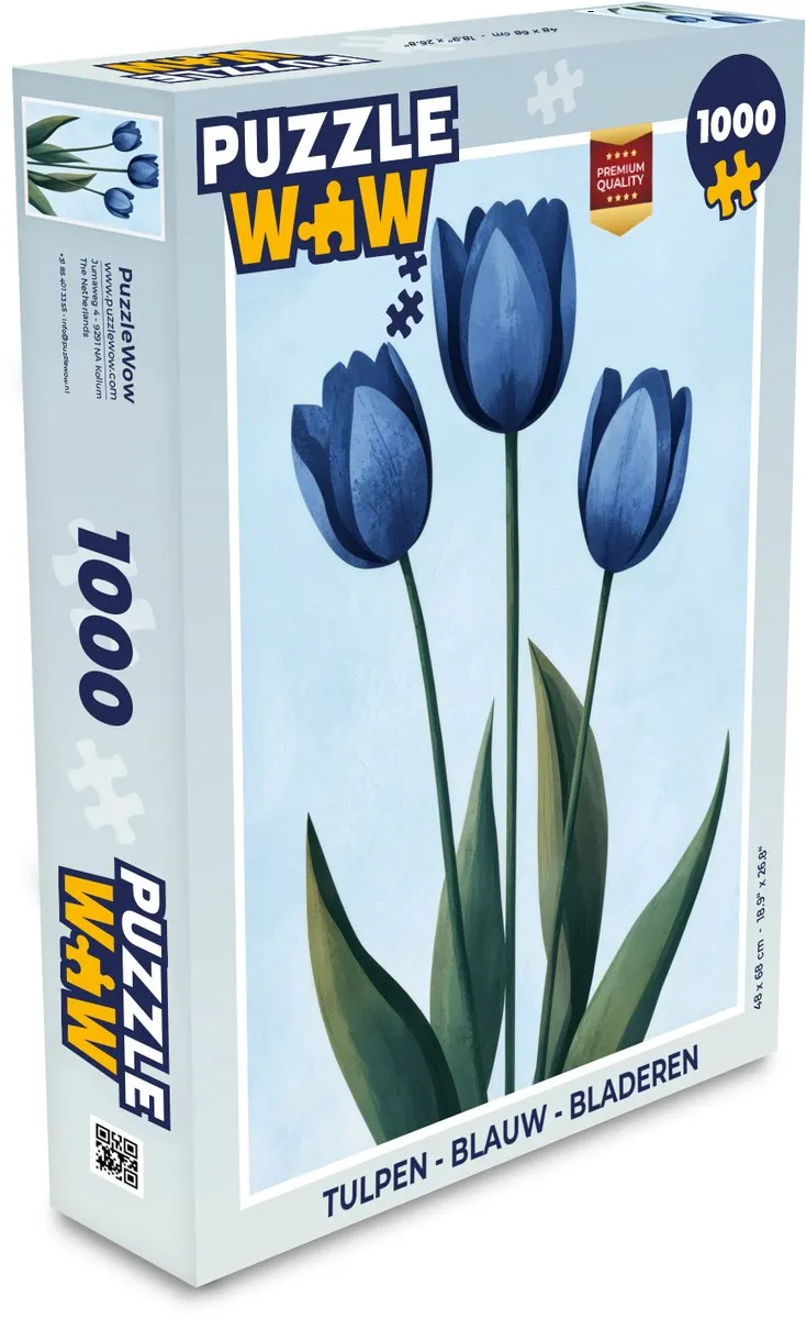 PuzzleWow Legpuzzel Tulpen Blauw 1000 Stuks