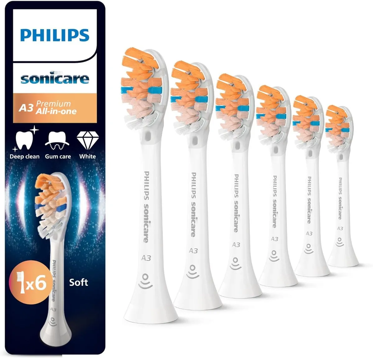 Philips Sonicare A3 HX9096/87 Opzetborstels - 6 Stuks - White