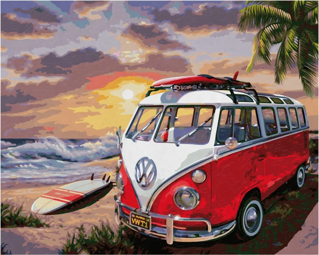 Mammut Schipper Schilderen op Nummer Volkswagen T1 40x50cm - Multicolor